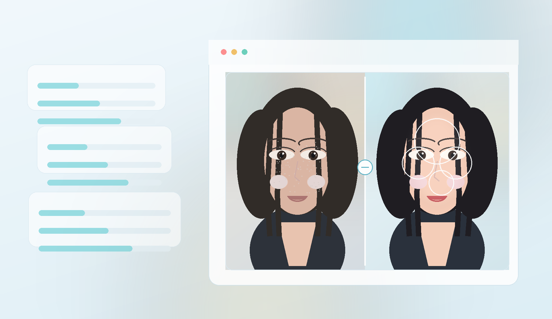 AI 美女人像精修前后对比界面